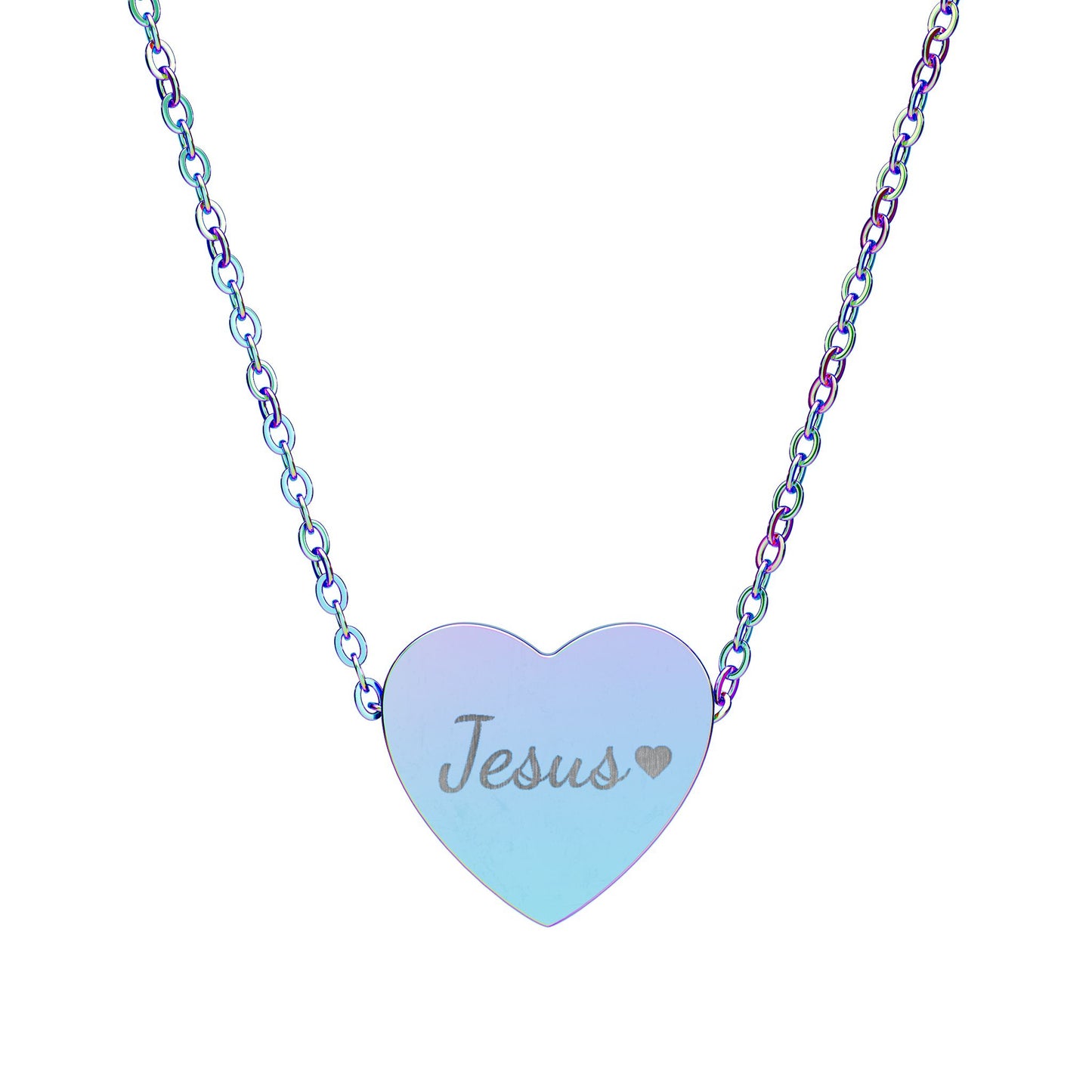 "Jesus" Engraved Heart Necklace