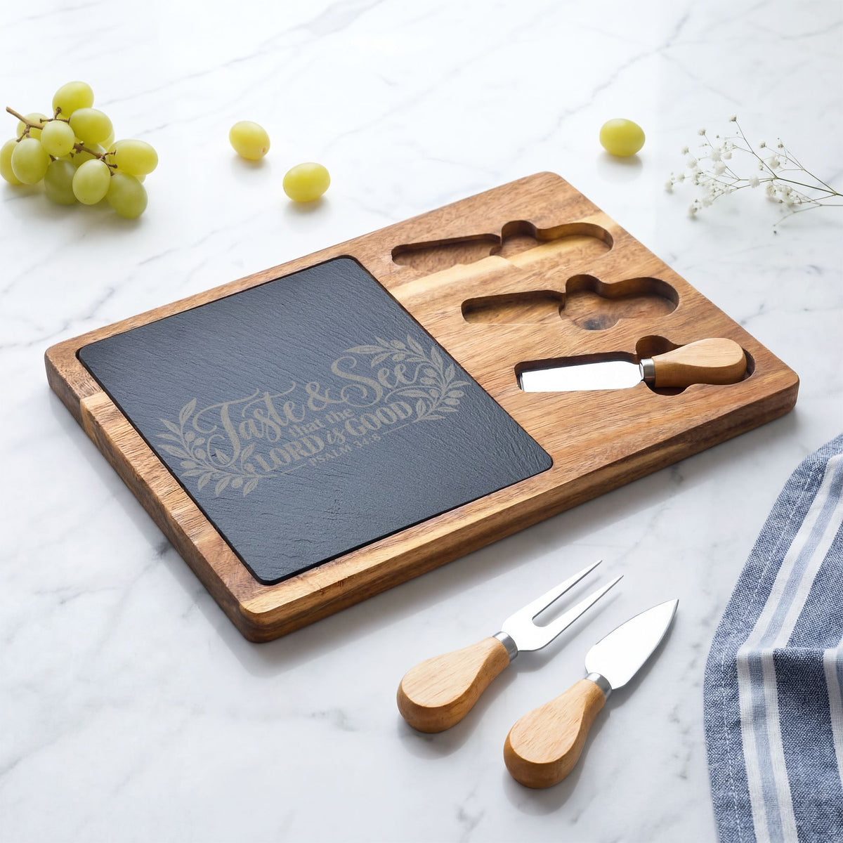 Taste and See Charcuterie Board – Christian Scripture Serving Set