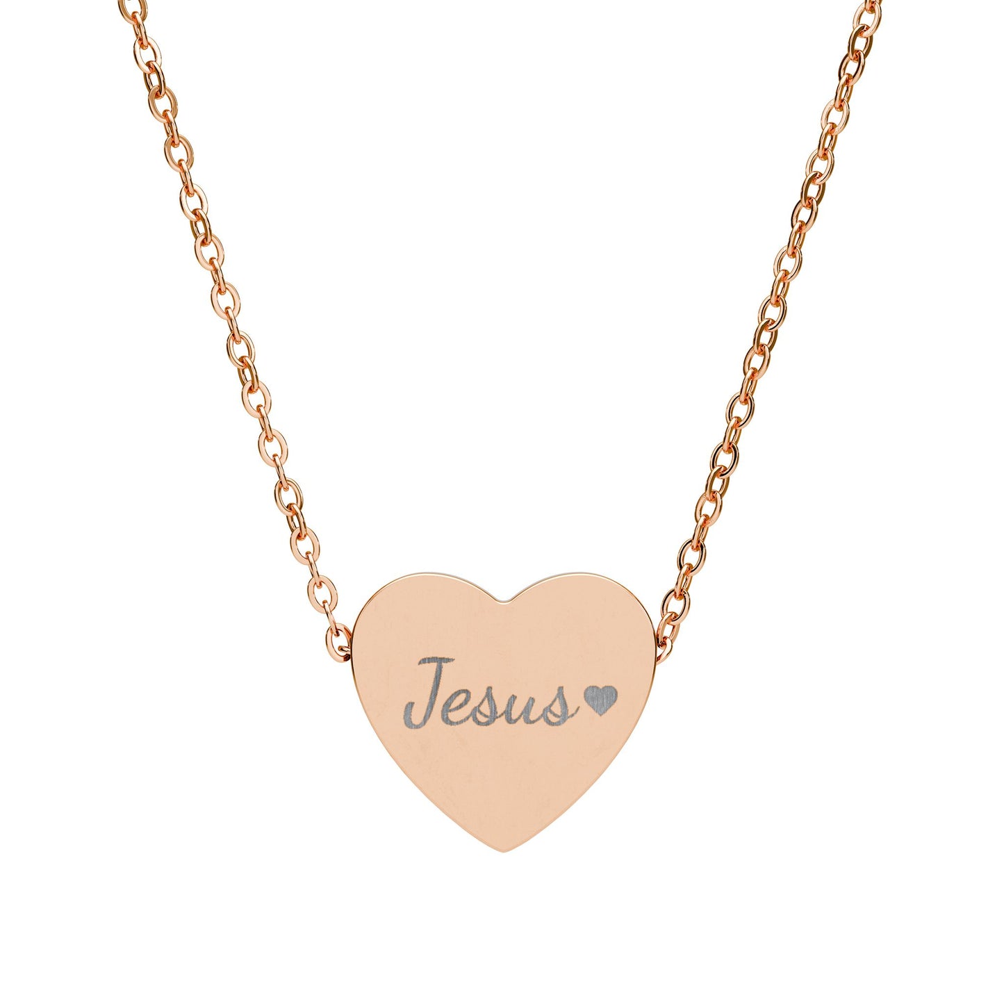 "Jesus" Engraved Heart Necklace