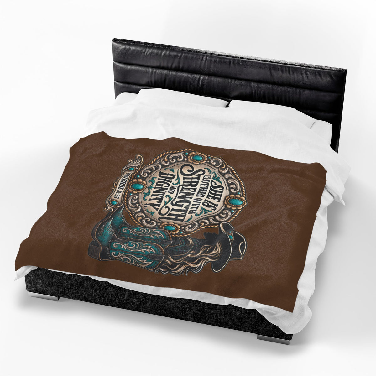 She Is Clothed with Strength and Dignity Velveteen Plush Blanket