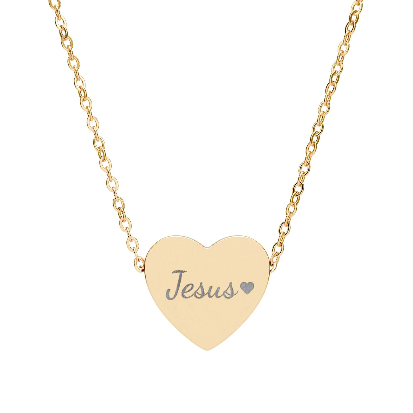 "Jesus" Engraved Heart Necklace