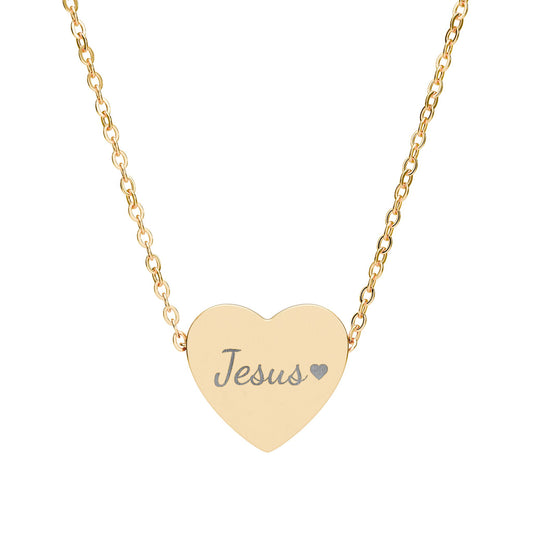"Jesus" Engraved Heart Necklace
