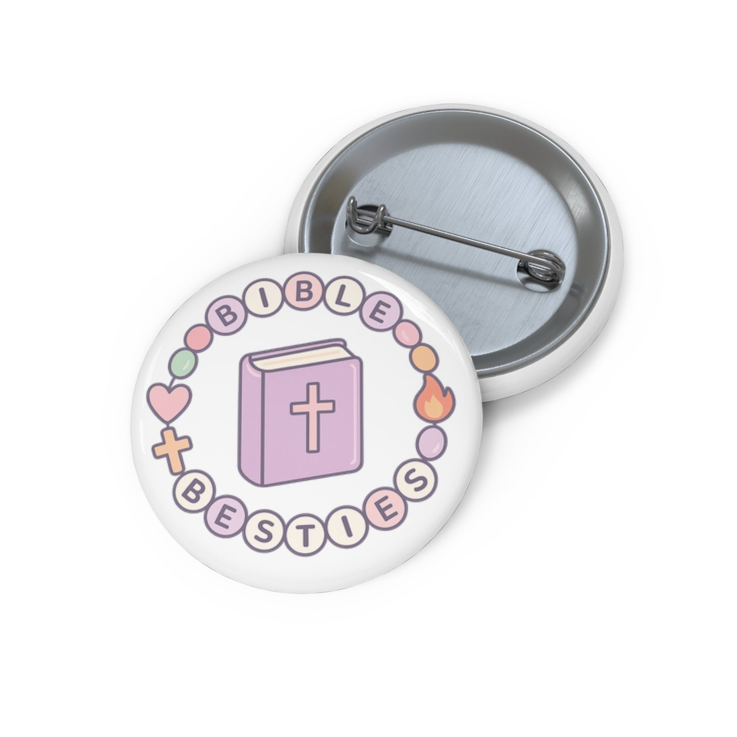 Bible Besties Pin Button — Cute Pastel Christian Enamel-Style Badge