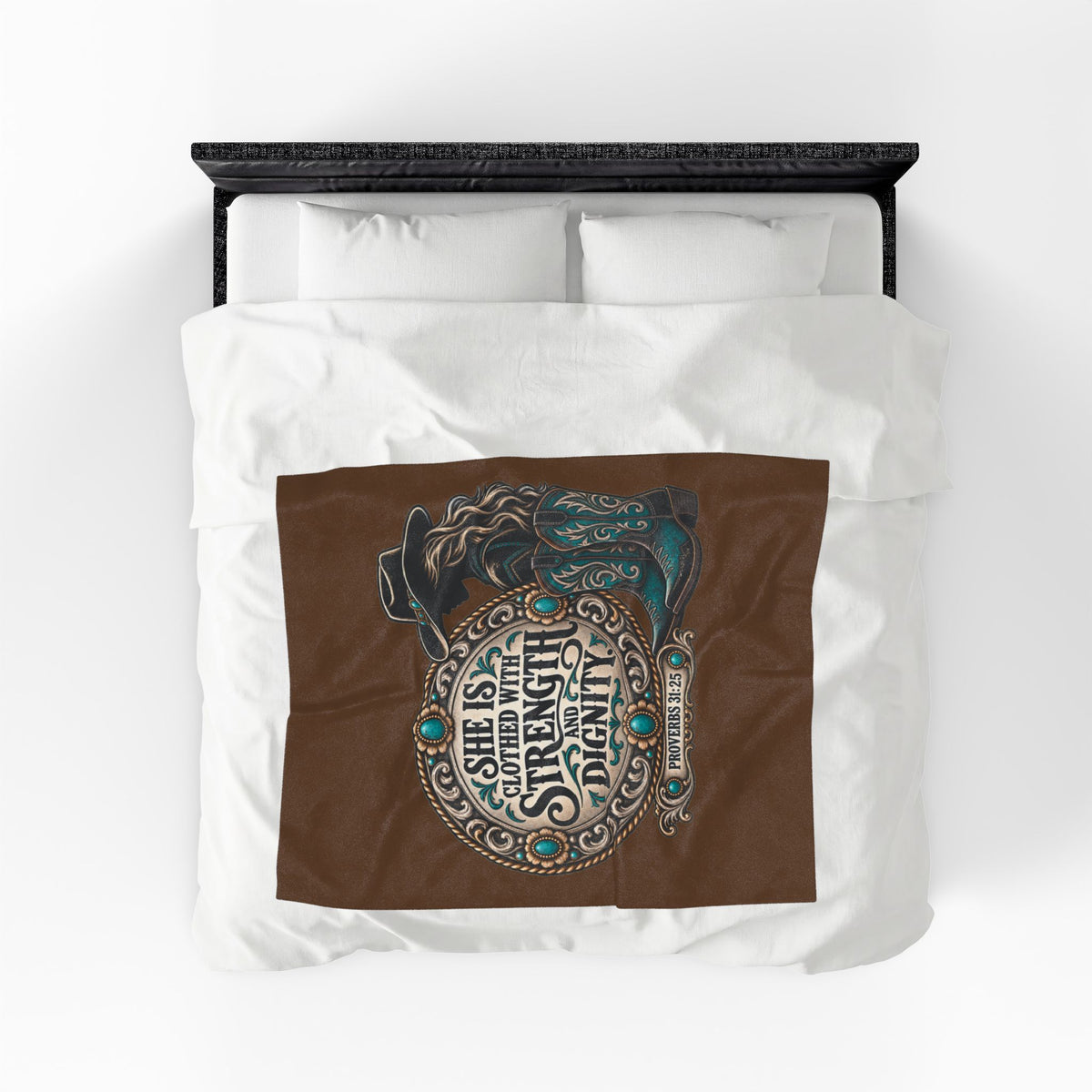 She Is Clothed with Strength and Dignity Velveteen Plush Blanket