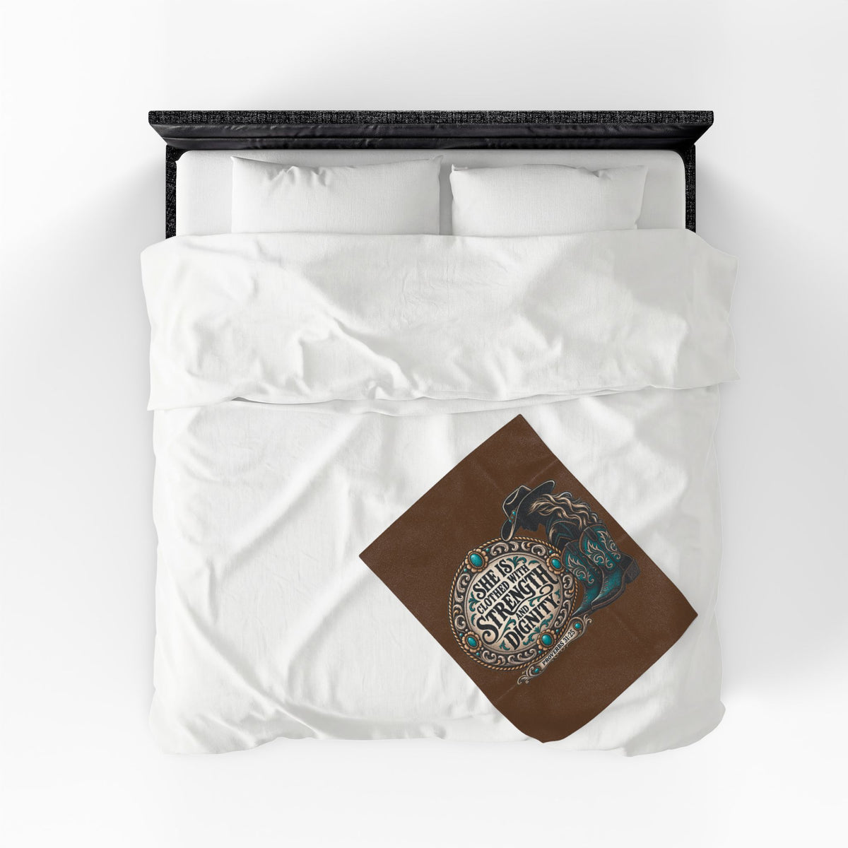 She Is Clothed with Strength and Dignity Velveteen Plush Blanket