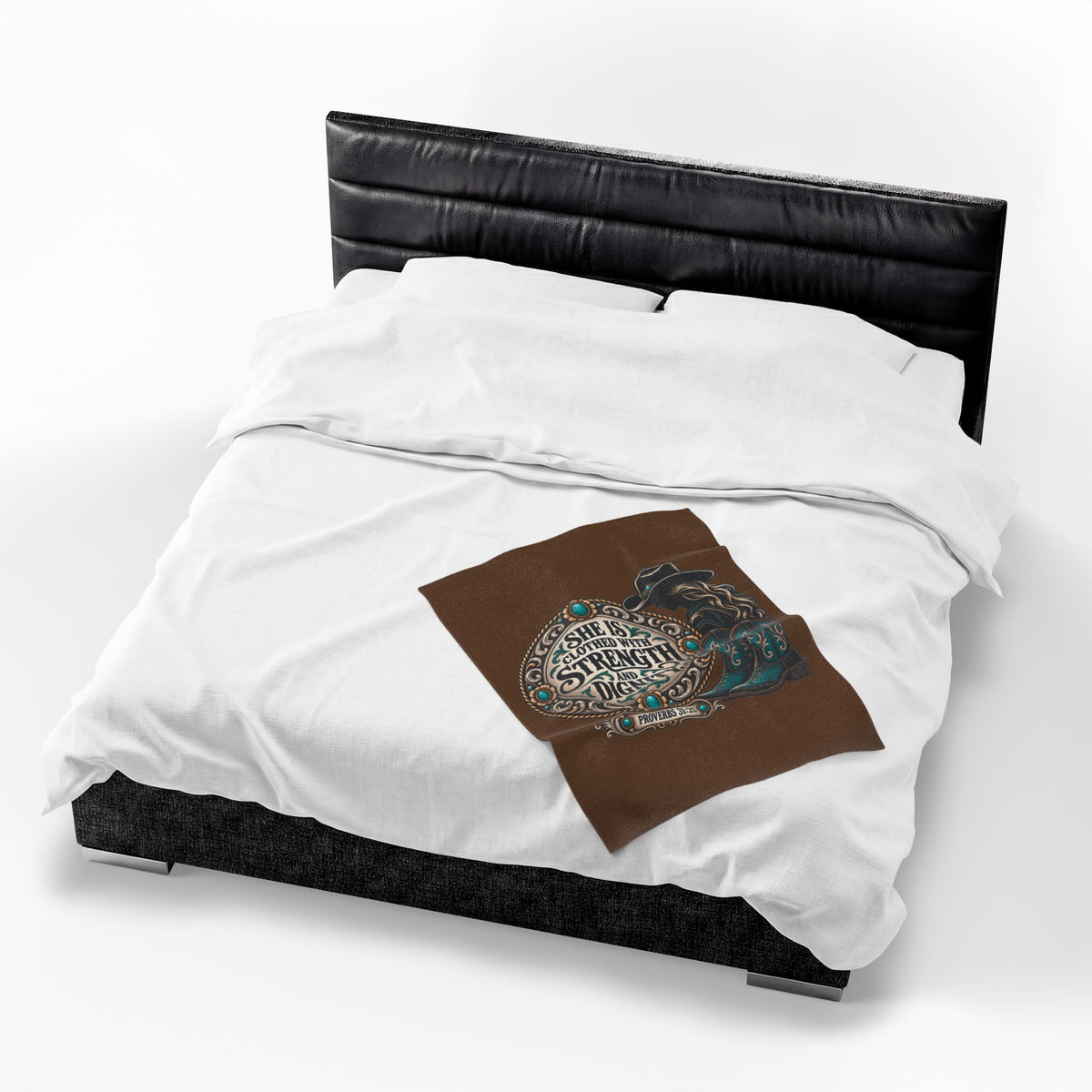 She Is Clothed with Strength and Dignity Velveteen Plush Blanket