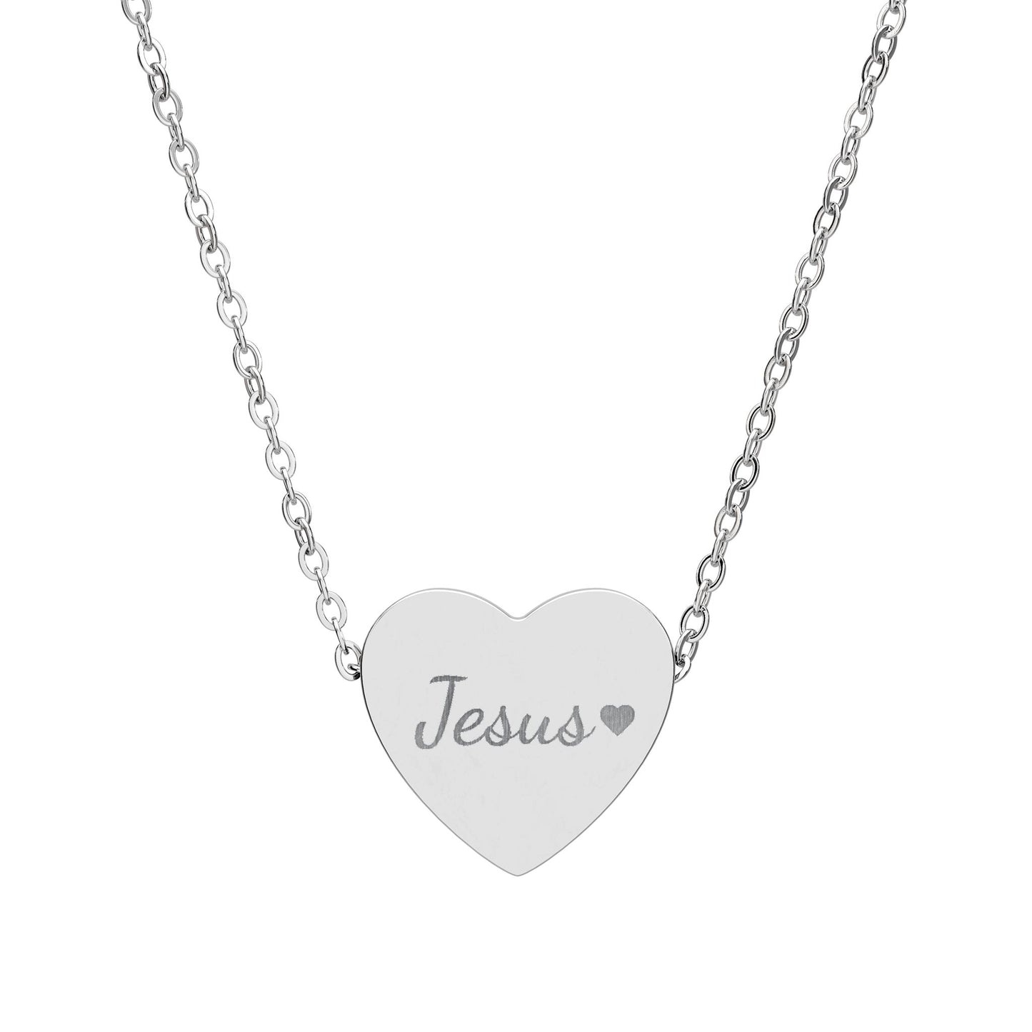 "Jesus" Engraved Heart Necklace