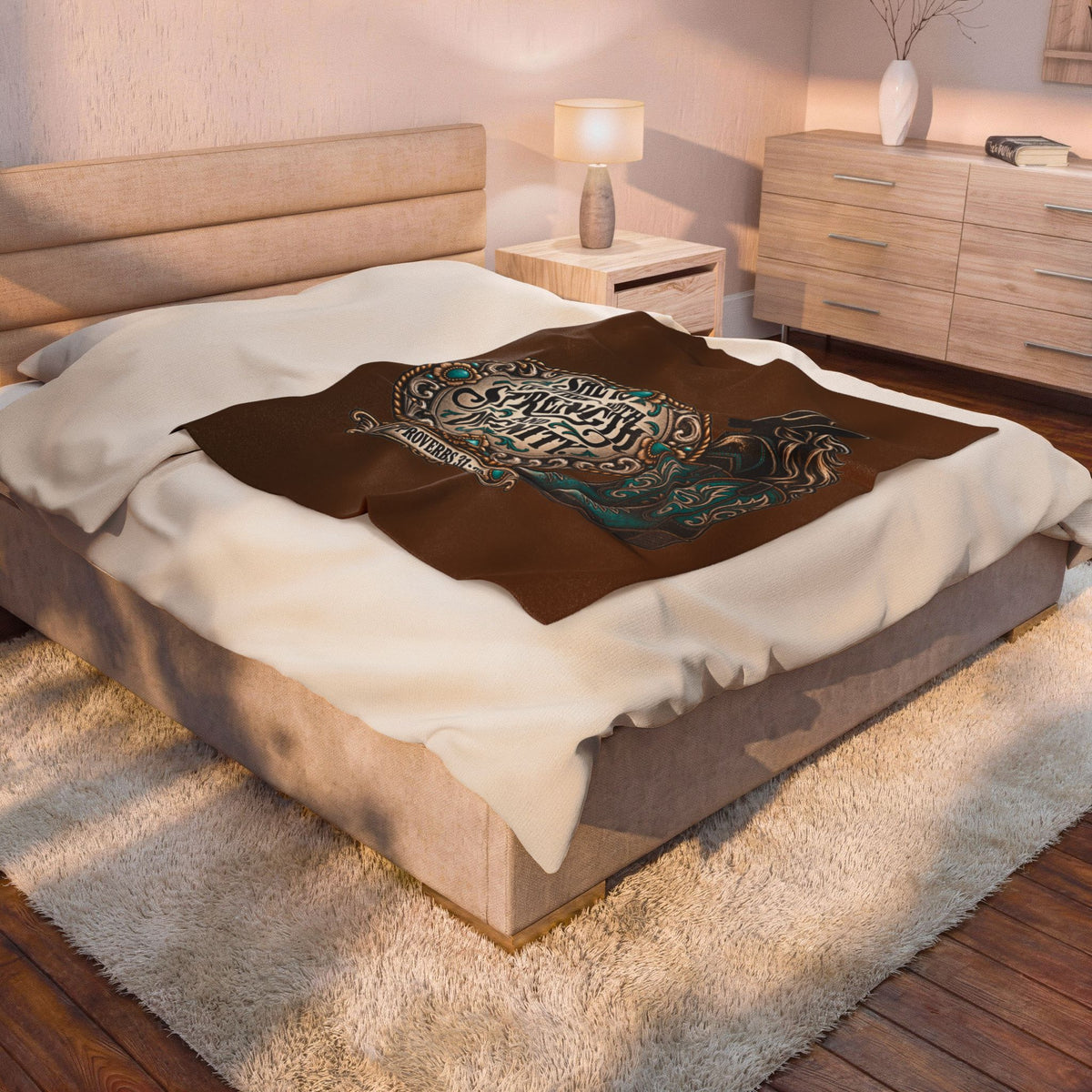 She Is Clothed with Strength and Dignity Velveteen Plush Blanket