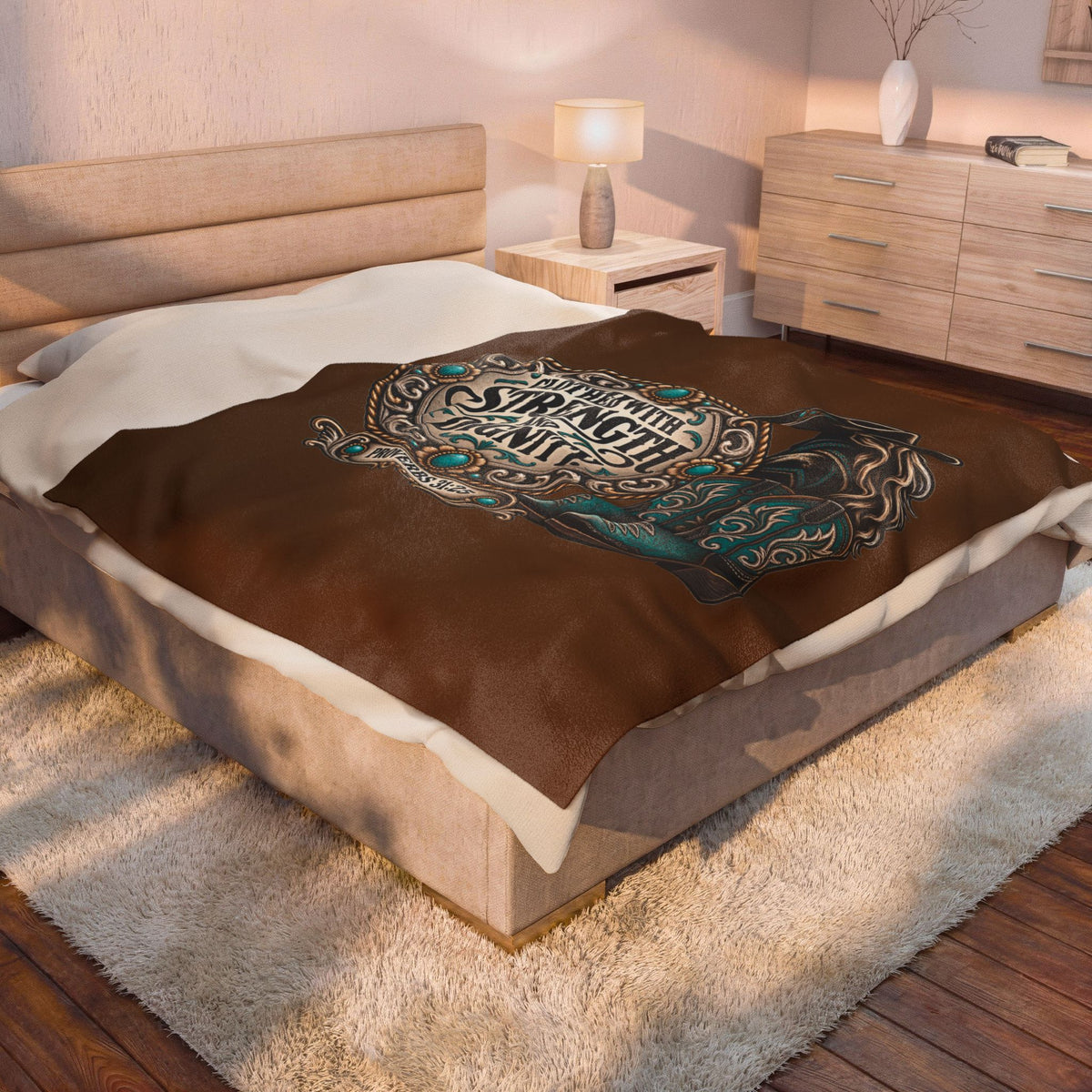 She Is Clothed with Strength and Dignity Velveteen Plush Blanket