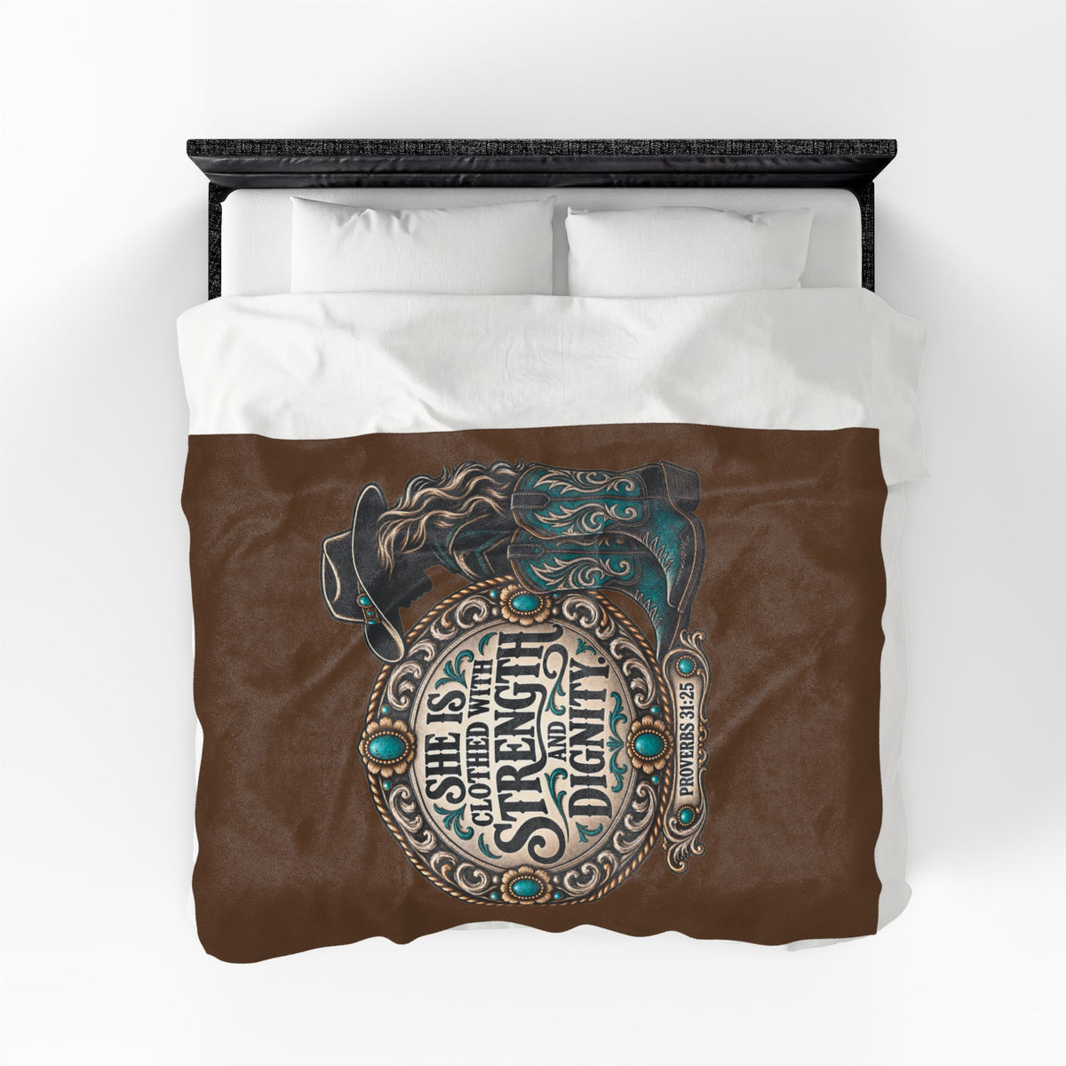 She Is Clothed with Strength and Dignity Velveteen Plush Blanket